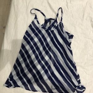 Love Culture Semi-see through Blue and White Strips open Back Top